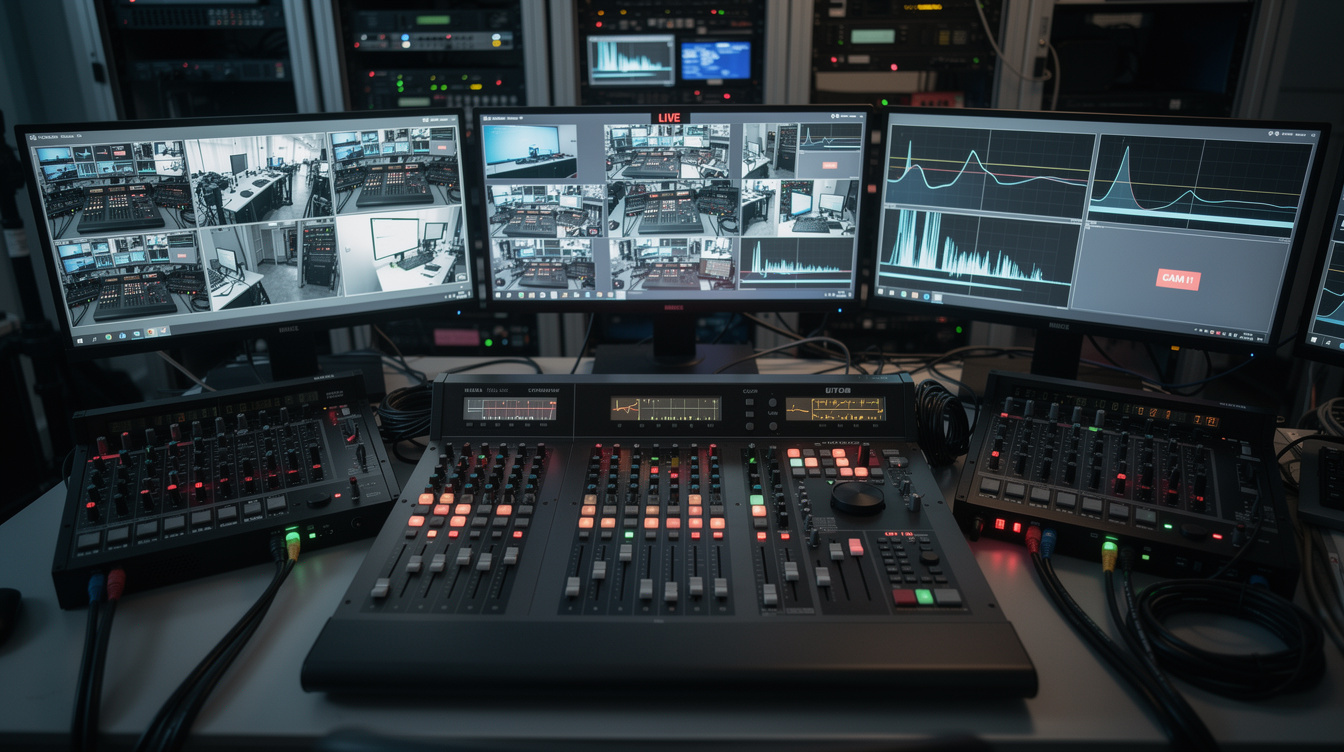 Multi-camera livestream production set-up with monitors