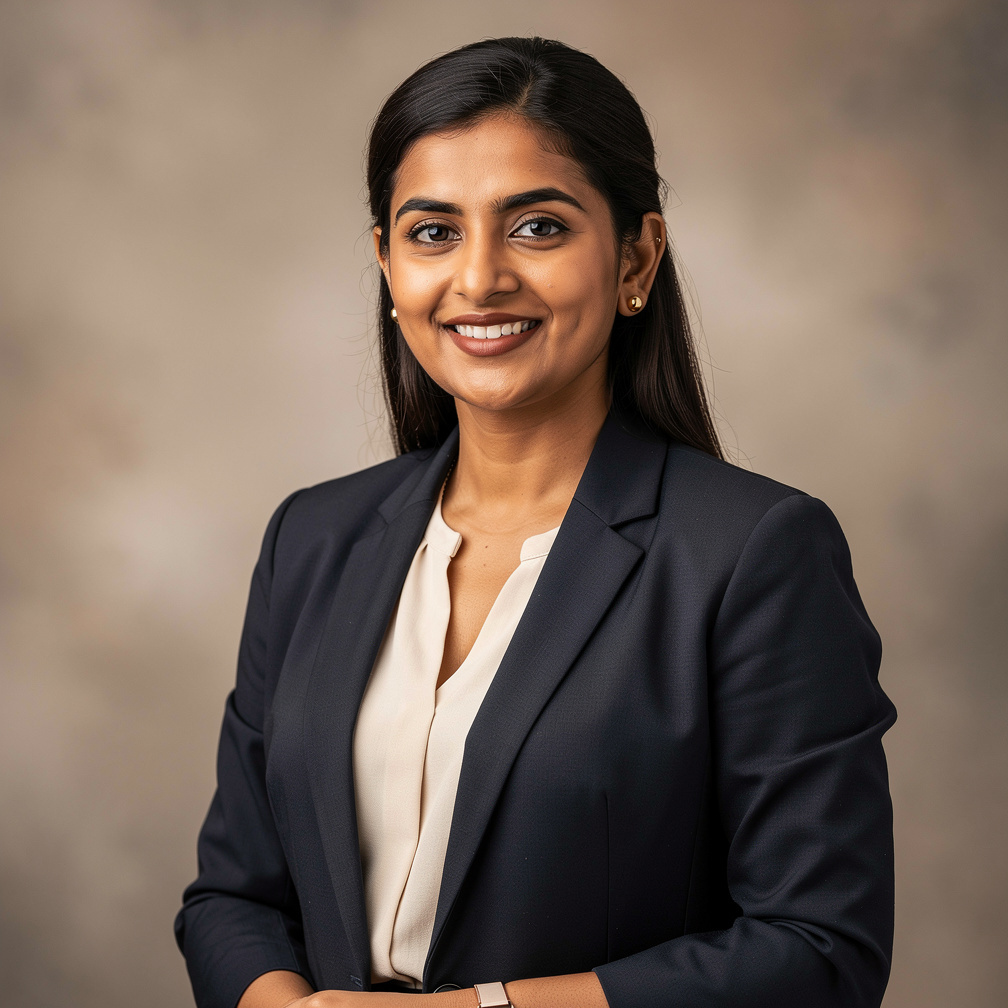 Portrait of a British-Indian event producer smiling